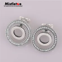 Аутентичные 925 пробы серебряные серьги с надписью Forever Mistletoe, прозрачные CZ европейские ювелирные изделия