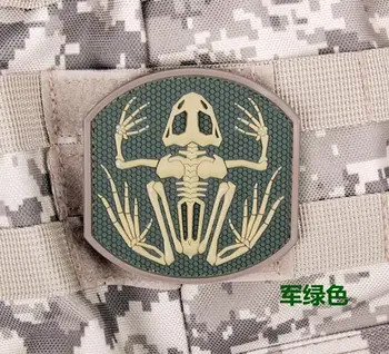 

Navy Seal Skeleton Frog Patch Rubber PVC 3D Hook And Loop Tactical Badge Military Morale Bone Armband Brassard Army Green Color