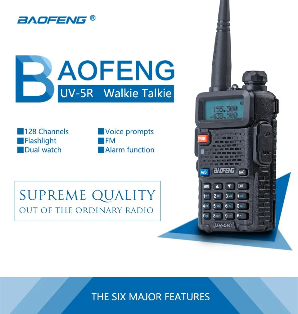 2 шт. Baofeng UV-5R двухканальные рации UHF VHF Dual Band UV5R CB радио 128CH фонарик двойной дисплей FM трансивер для охоты радио