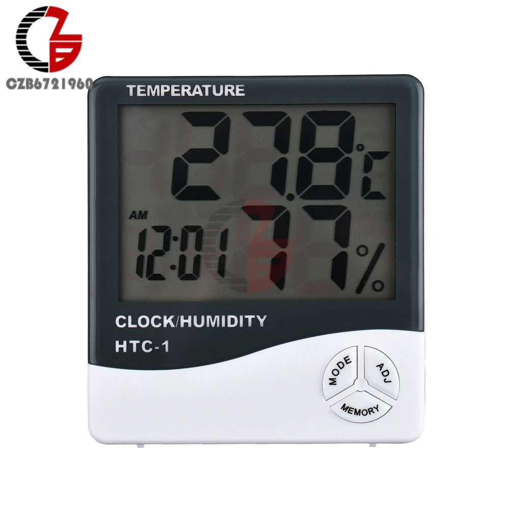 HTC-1 LCD Digital Thermometer Hygrometer Time Clock Car Indoor Outdoor Moisture Temperature Humidity Meter Weather Station | Инструменты