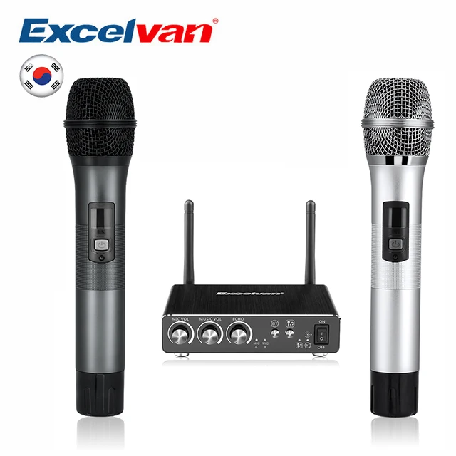 

Excelvan K28 Wireless Dual Channel Microphone Adjustable Echo Volume Digital Low Distortion For Home Entertainment Conference