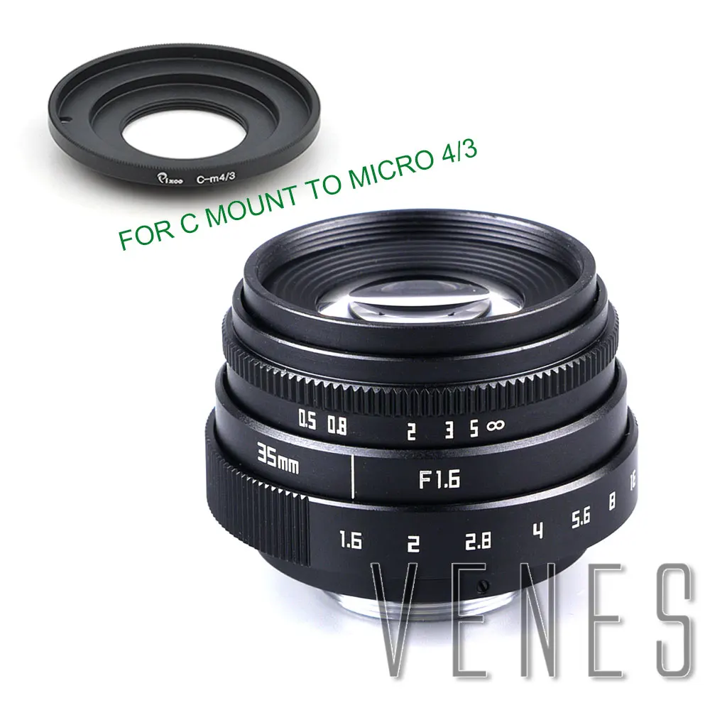 VENES мини-35mm f/1,6 APS-C ТВ объектив+ C Макро Кольцо адаптер для вспышки камеры адаптер объектива для камер Micro 4/3/для Pentax Q OM-DE-M10 II E-M5 IIE-M1 E-M5