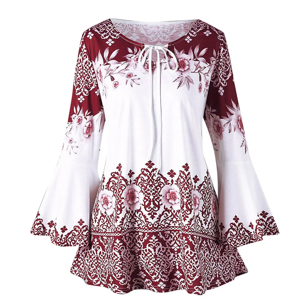 

2018 Floral Chiffon Blouse Women Tops Flare Sleeve Shirt Women Ladies Office Blouse Korean Fashion Blusas Chemise Femme 1A14*