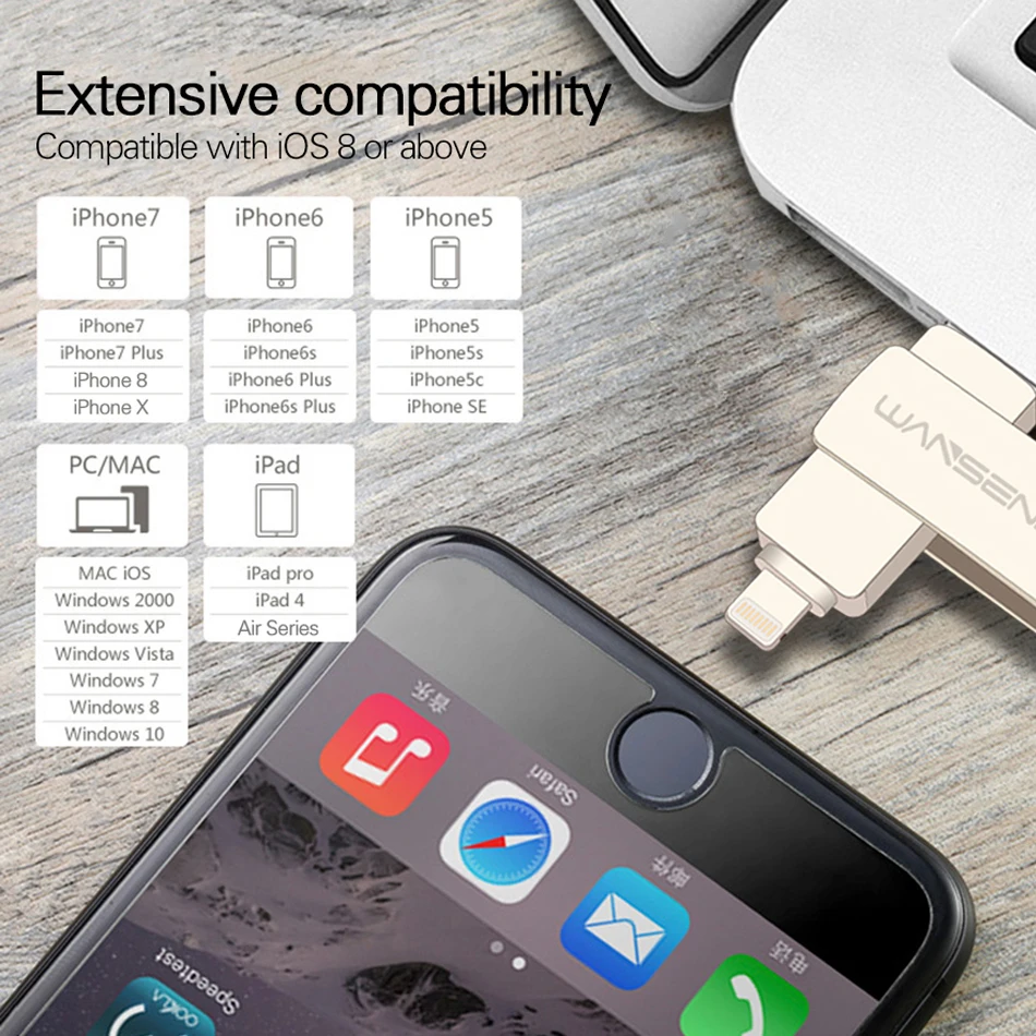 USB флеш накопитель WANSENDA OTG флешка 3 0 8 ГБ 16 32 64 128 флешки Вращающаяся конструкция