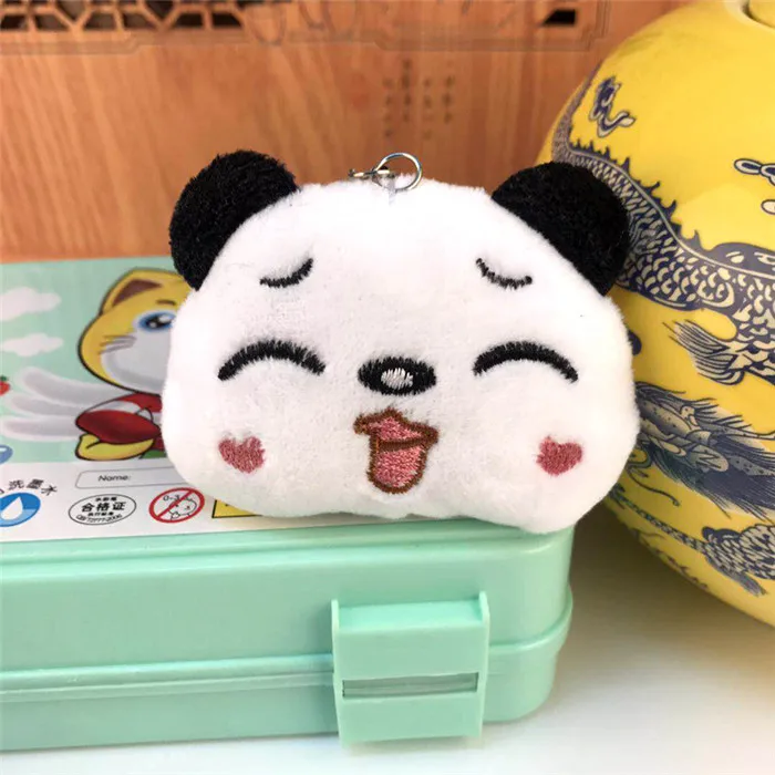 Fashion Panda Emoji Plush Toys Key Chain Ring Pom Bear Keychain Woman Bag Charms Man Car Keyring Wedding Party Trinket Jewelry (19)_