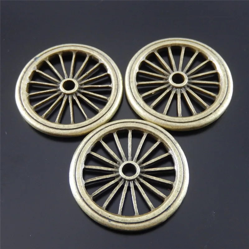 10Pieces Antique Bronze Wheel Zinc Alloy Charms Necklace Pendant