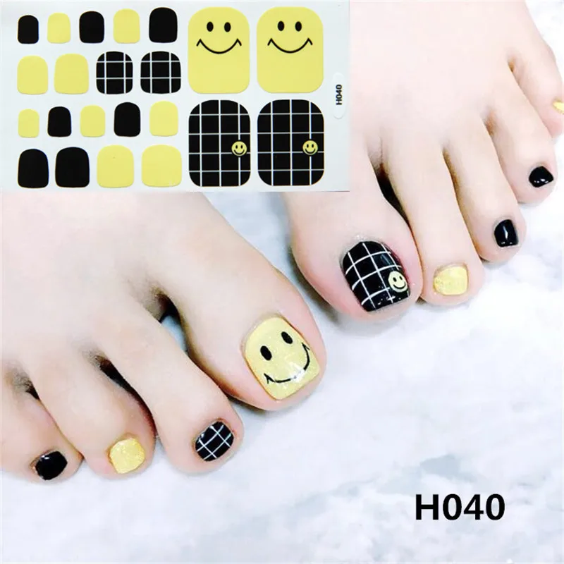 22tips Korea Toe Nail Sticker Wraps Adhesive Decals Toenail Polish Strips DIY Pedicure Foot Decals Manicure Women