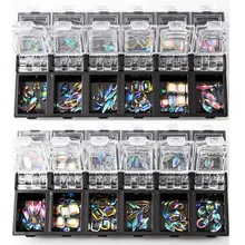 12 box/set 3d arte do prego colorido cristal claro tamanho misturado senhora unhas dicas decalques decoração com caixa de armazenamento recipiente peças do prego