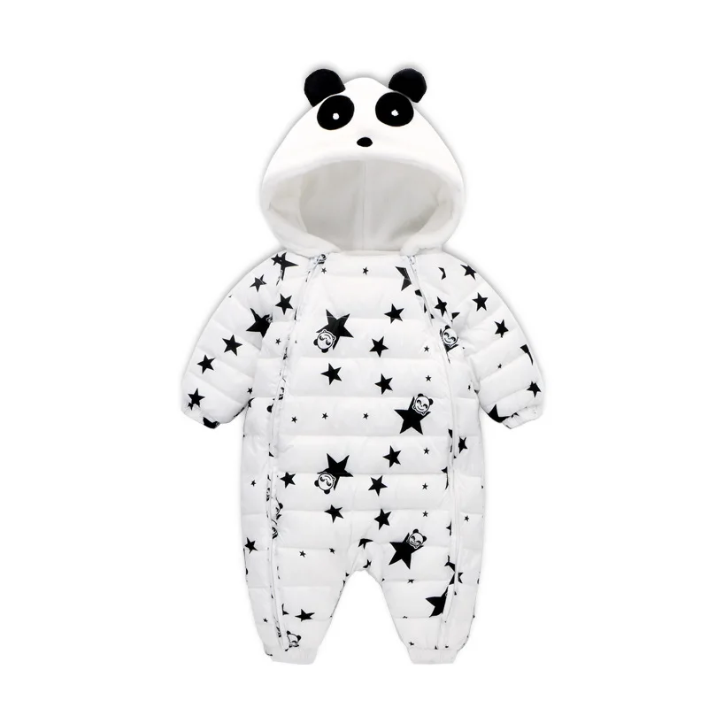 Зимние детские комбинезоны; боди; одежда; комбинезон с милым рисунком панды для новорожденных девочек и мальчиков; хлопковый зимний комбинезон для младенцев; зимняя одежда - Цвет: White
