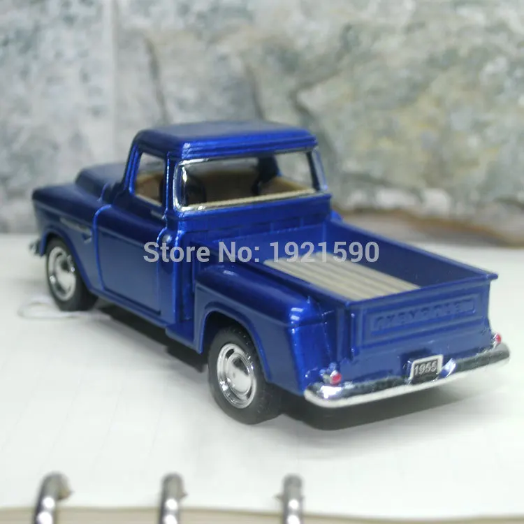 YJ KT 1/32 Scale, игрушки для автомобиля с оттягиванием, США 1955, Chevy Stepside, пикап, литая металлическая модель автомобиля, игрушка для подарка/коллекции/детей