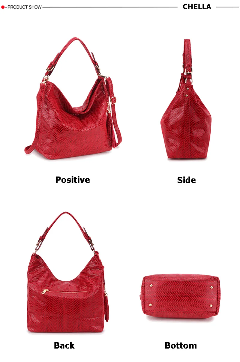 Women Snake Leather Shoulder Bag Female Serpentine Pattern Hobos Bags Tassel Big Handbag Luxury Designer Ladies Tote SS0309 (7)