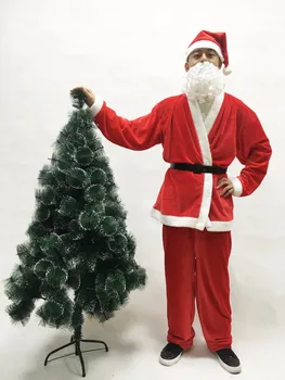 

5pcs/set Good Quality Christmas Santa Claus Costume Super Suit Christmas Santa Claus Costumes Cosplay Clothing For Adult