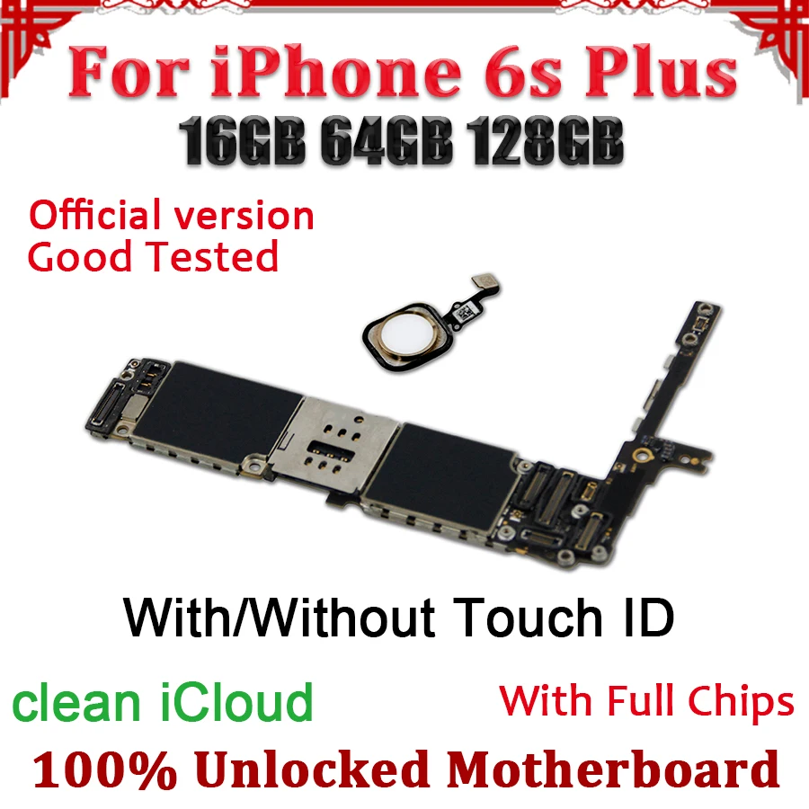 

TDHHX Clean iCloud For iPhone 6s Plus Motherboard With/Without Touch ID,100% Unlocked Logic Board For iPhone 6s Plus Mainboard