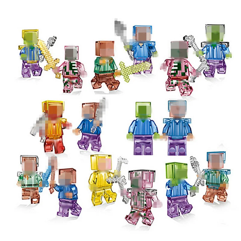 

Mine World Shadow Dragon Crystal Zombie Steve Skeleton Compatible Legoing Minecrafted Building Block My Craft Brick Kids Toys