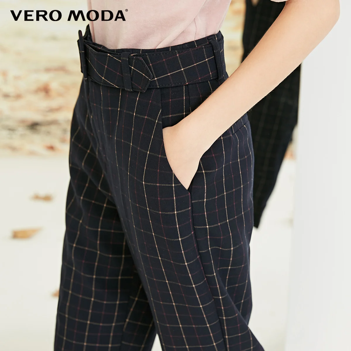 Vero Moda женские свободные винтажные клетчатые 3D пошив широкие брюки | 318319501