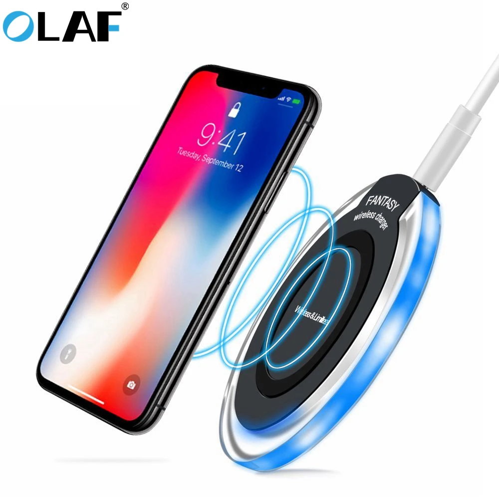 Беспроводное зарядное устройство OLAF Qi адаптер для зарядки iPhone Xs Max Xr X 7 8 6s Plus Samsung
