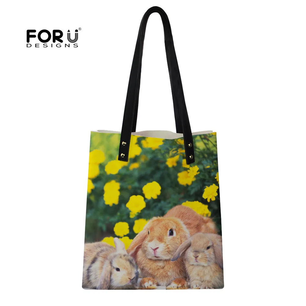 FORUDESIGNS Rabbit Pu Leather Shoulder Bag For Women Casual High