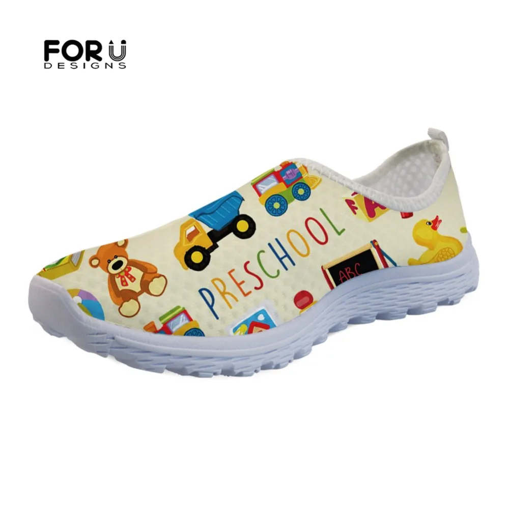 FORUDESIGNS zapatos planos para mujer, informal con estampado de profesor de preescolar, Zapatillas de malla para playa, mocasines primavera y Navidad|Zapatos planos de mujer| - AliExpress