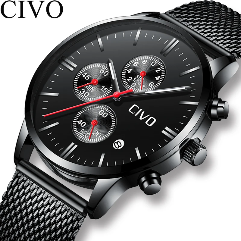 

CIVO Fashion Luxury Mens Watches Top Brand Sport Waterproof Men Watch Man Analog Quartz Clock Erkek Kol Saati Montre Homme 2019