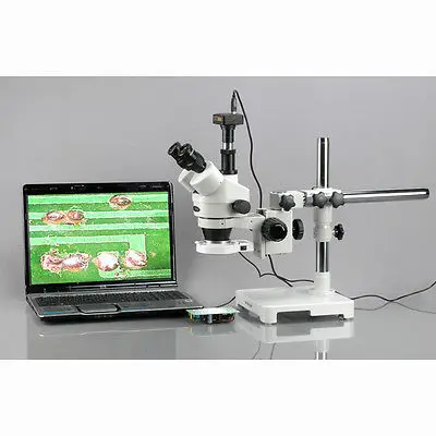 AmScope 3.5X 90X Тринокулярный зум стерео микроскоп w Boom Stand + 80 светильник|stereo microscope|zoom