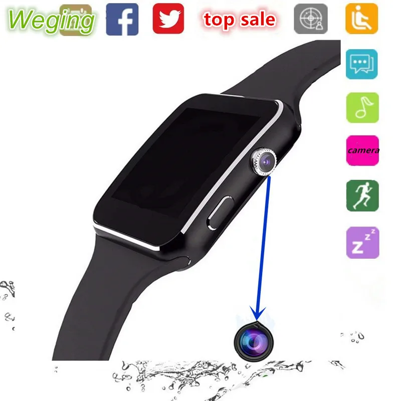 X6 Bluetooth Smart часы для Andriod телефоны Smartwatch телефон с Камера смотреть сотовый смарт