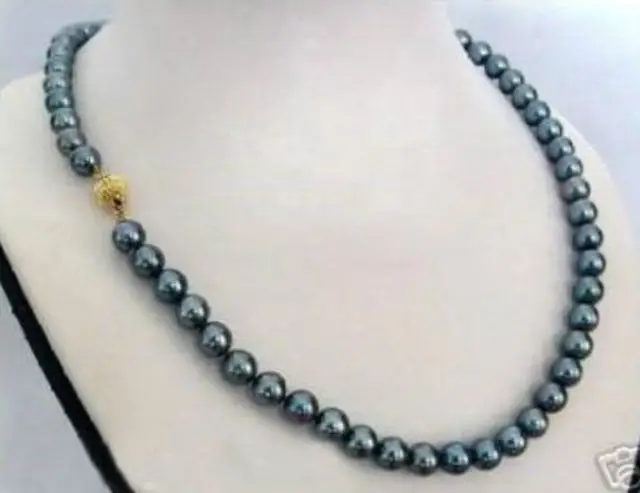 

FREE SHIPPING HOT sell new Style >>>> 9-10mm natural Japanese seas black gree pearl necklace 17inch