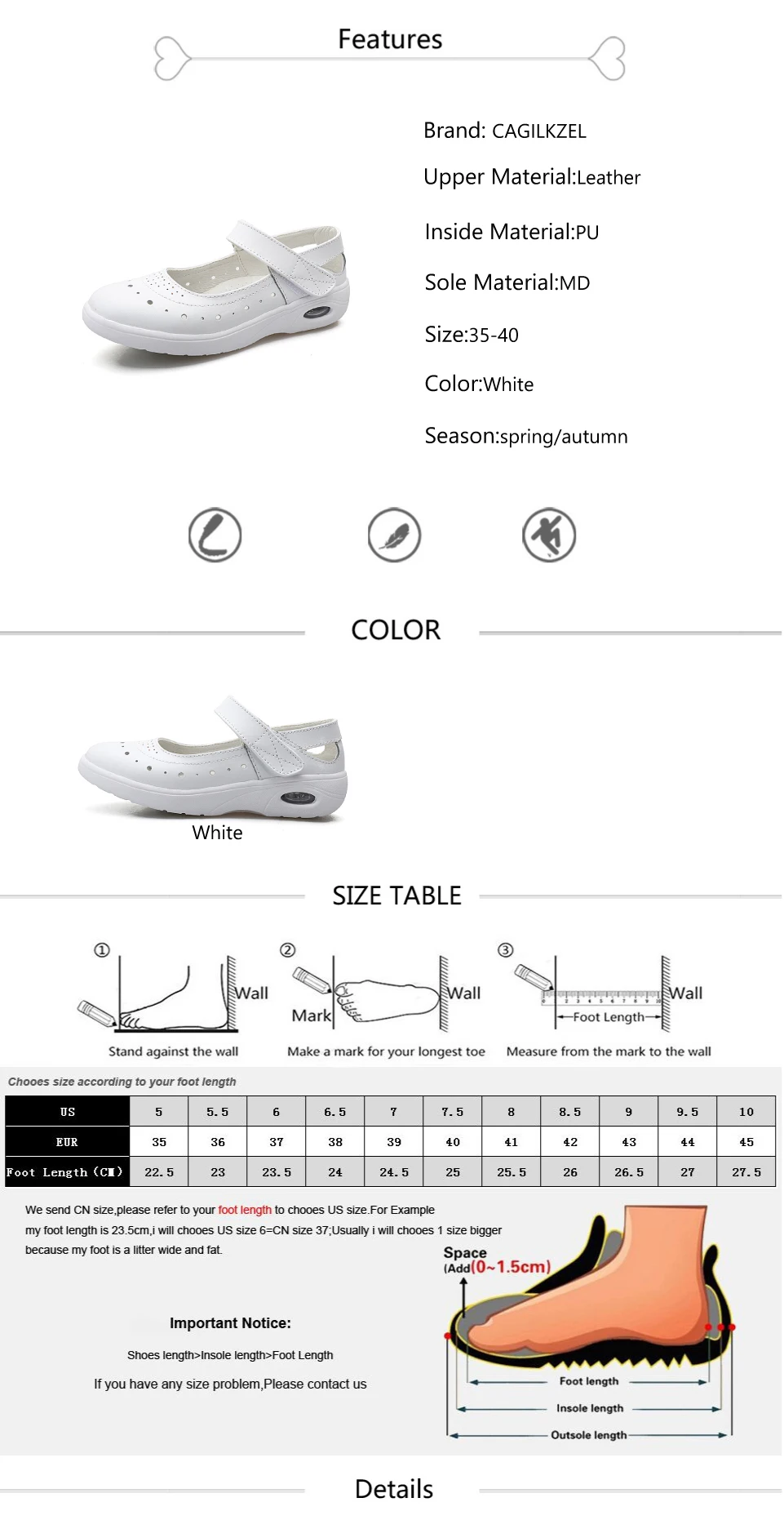 2019 Summer Genuine Leather Women Flats Shoes Non-slip Woman Ballet Flats Nurse White Ladies Shoes (2)