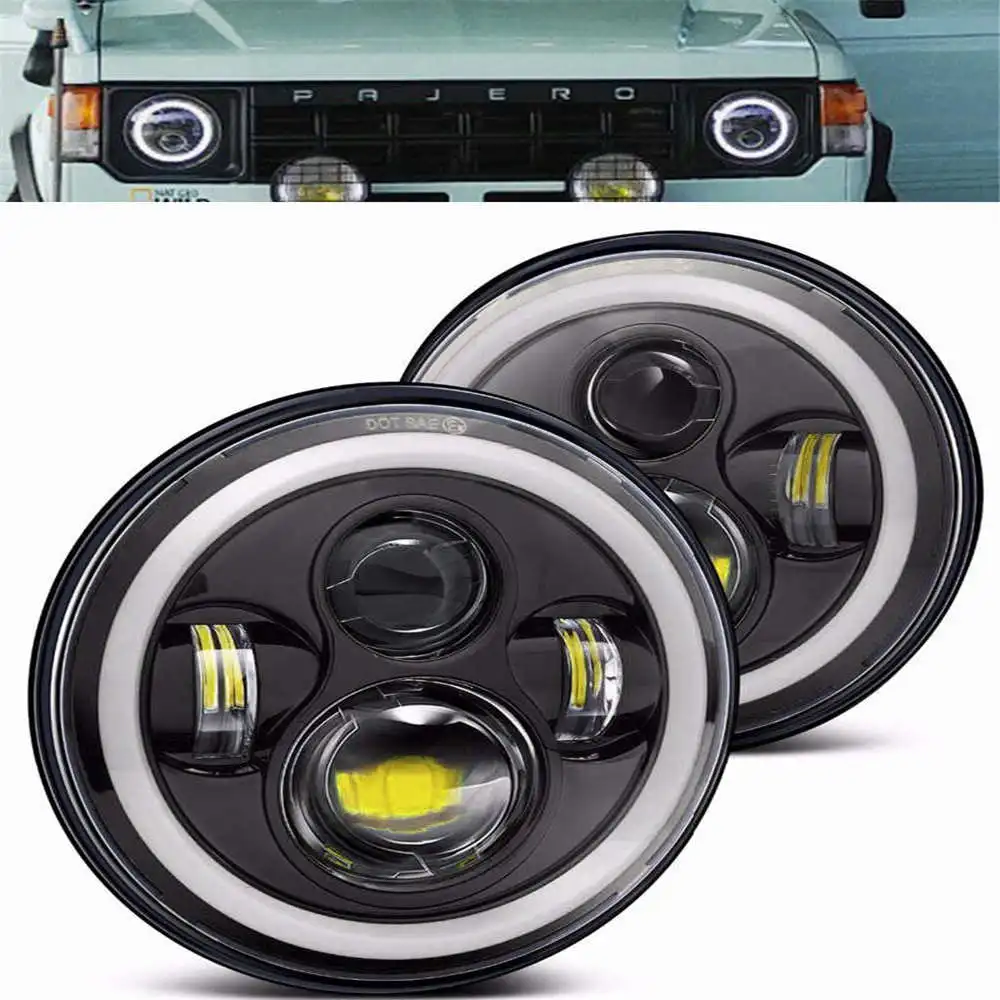 Для Lada 4x4 urban Niva play &amp plug 7 &quotчерный круглый светодиодный H4 фары мотор лампы для Land