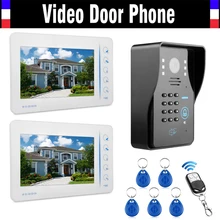 7″ Touch LCD 2PCS Monitor Wired Video Door Phone Intercom Doorbell with 5 PCS RFID Keyfob/Password/Remote Control Unlock