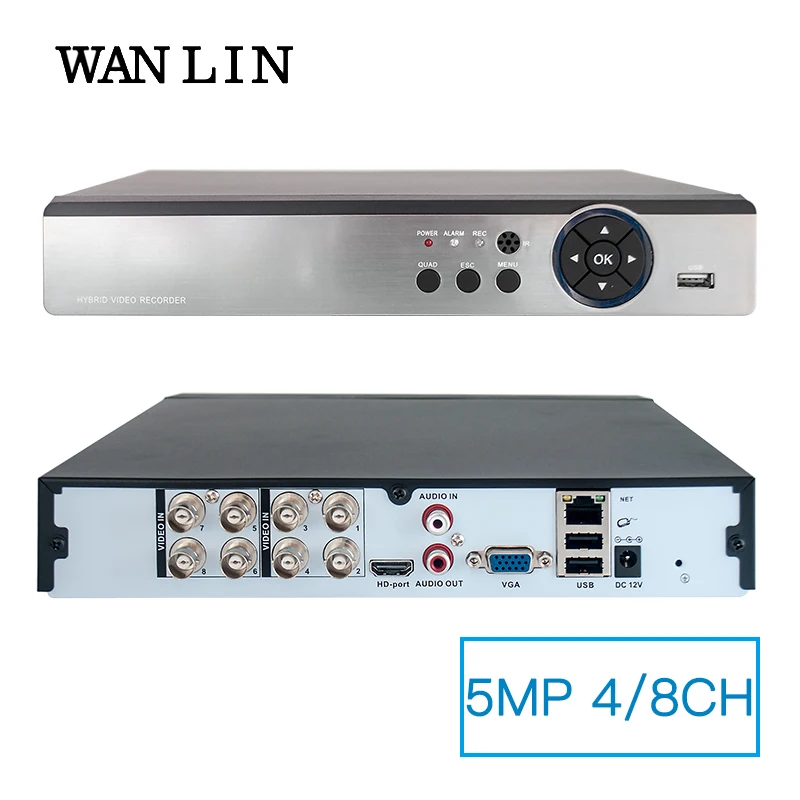 

WANLIN 4CH 8CH 5MP 5in1 Hybrid AHD DVR NVR Digital Video Recorder Register Support 5MP CVBS AHD TVI CVI IP Camera Onvif