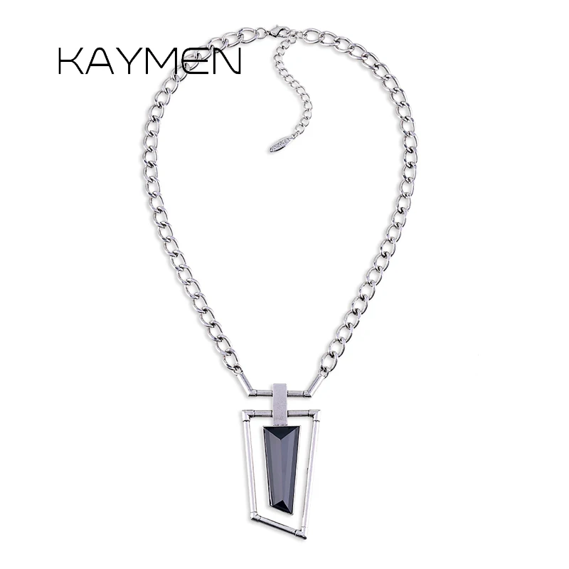 

Kaymen New Crystal Vintage Punk Link Chain Hip hop Necklace Pendant Jewelry Antique Silver Plated Unisex Jewelry Bijoux NK-01566