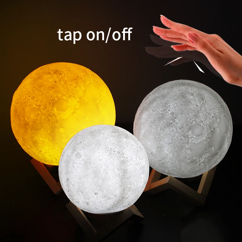 

15cm Rechargeable touch Switch Moon Lamp Night Light 2 Color Changing Bedroom Creative desk dream lamp Home gift