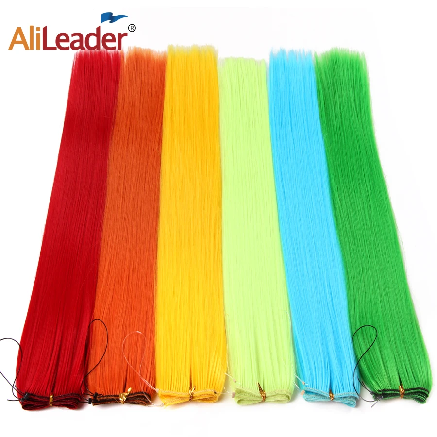 

Alileader Not Clip in Hair Extensions Headband Fish Line Hair High Temperature Resistant Rainbow Grey Synthetic Hairpiece