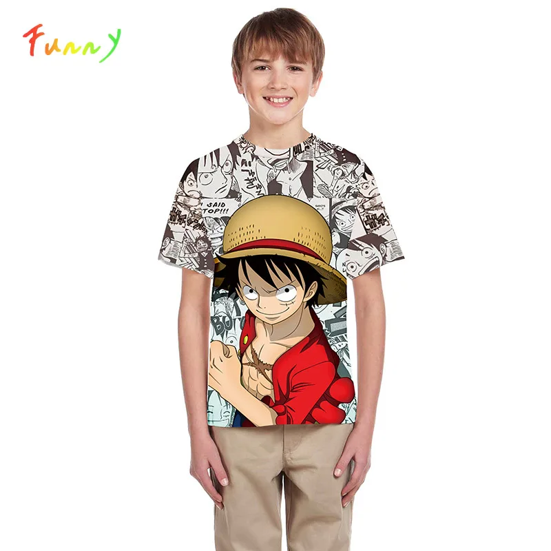 

Anime One Piece Luffy Printed Girls Boys Tshirts Breathable O-Neck Causal T-shirt Kids Summer Birthday Tshirt 8 10 12 14 Years