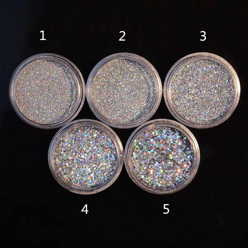 0.2 مللي متر-0.8 مللي متر الترتر بودرة لامعة للأظافر الليزر التصوير المجسم الفضة الذهب DIY هولو thinShiny مانيكير مسمار الفن مسحوق الغبار ديكور