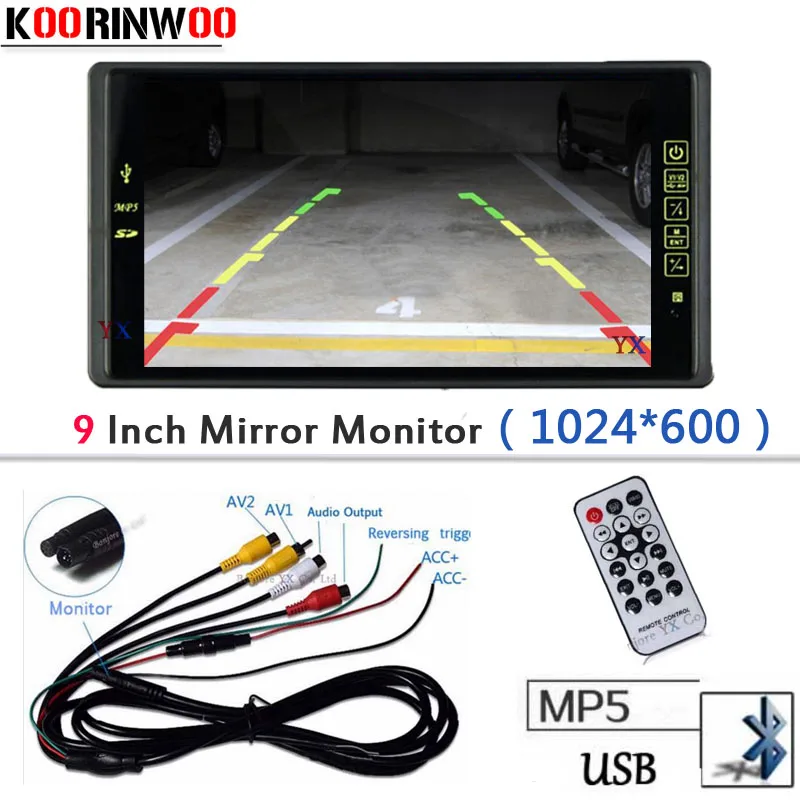 Koorinwoo 9 дюймов Автомобильный монитор зеркало TF USB слот Bluetooth MP5 плеер для