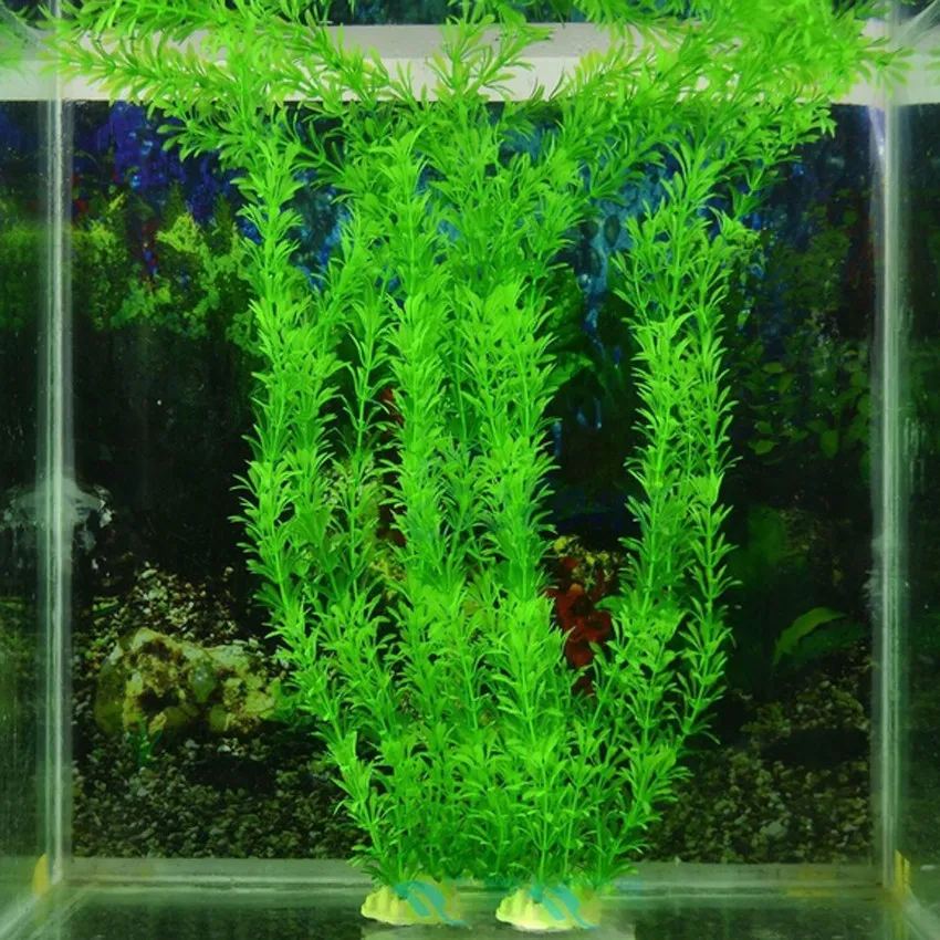 Aquarium Fish Tank Artificial Plastic Plants Ceramic Base Water Grass Landscape Underwater Decoration Ornament 