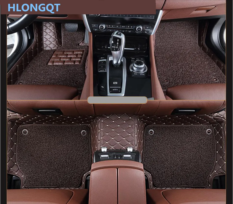 

HLONGQT Auto Floor Mats For Audi A7 S7 RS7 2011-2016 Foot Carpets Step Mat H-Quality 2 Layer Embroidery Leather+Wire coil