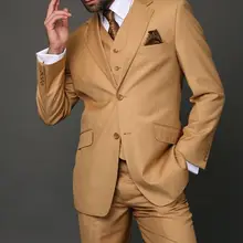 Портной смокинг для жениха шампанского из 3 предметов мужской свадебный костюм жениха Лучший мужской костюм(куртка+ брюки+ жилет) Терно