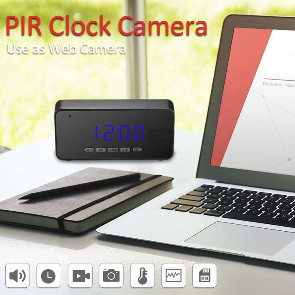 

New PIR Mini Camera Full HD 1080P Night Vision Table Clock Camera Alarm Setting Accurate Motion Detection PIR DVR Security Cam
