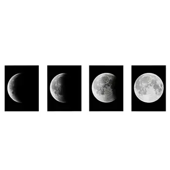

4PCS 30 x 40 cm Canvas Moon Prints Hanging Large Wall Art Artwork for for Living Room Bedroom Home Office Decor (Without Frame)