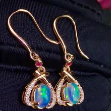 Опал висячие серьги 0.5ct* 2шт драгоценные камни 925 серебро натуральный Природный Опал ювелирные украшения# J19011003