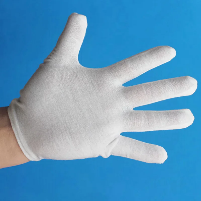 1 пара белые 100% хлопок церемониальные перчатки для мужчин и женщин обслуживание/официанты/водители/ювелирные перчатки домашний декор