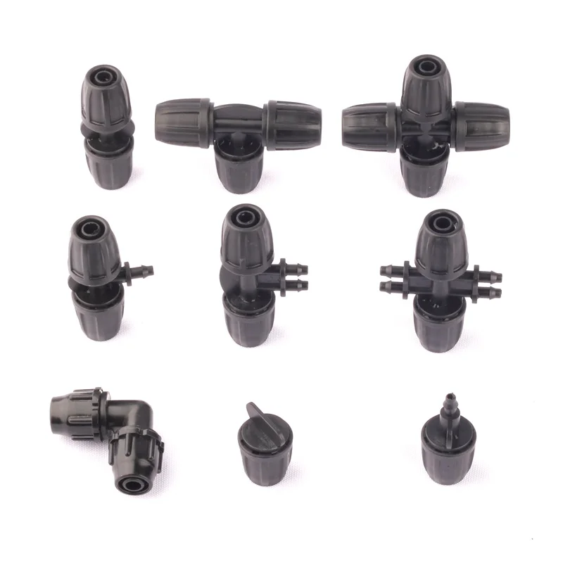 8/11mm 9/12mm Lock Nut Hose Connectors PE Pipe Tee Joint