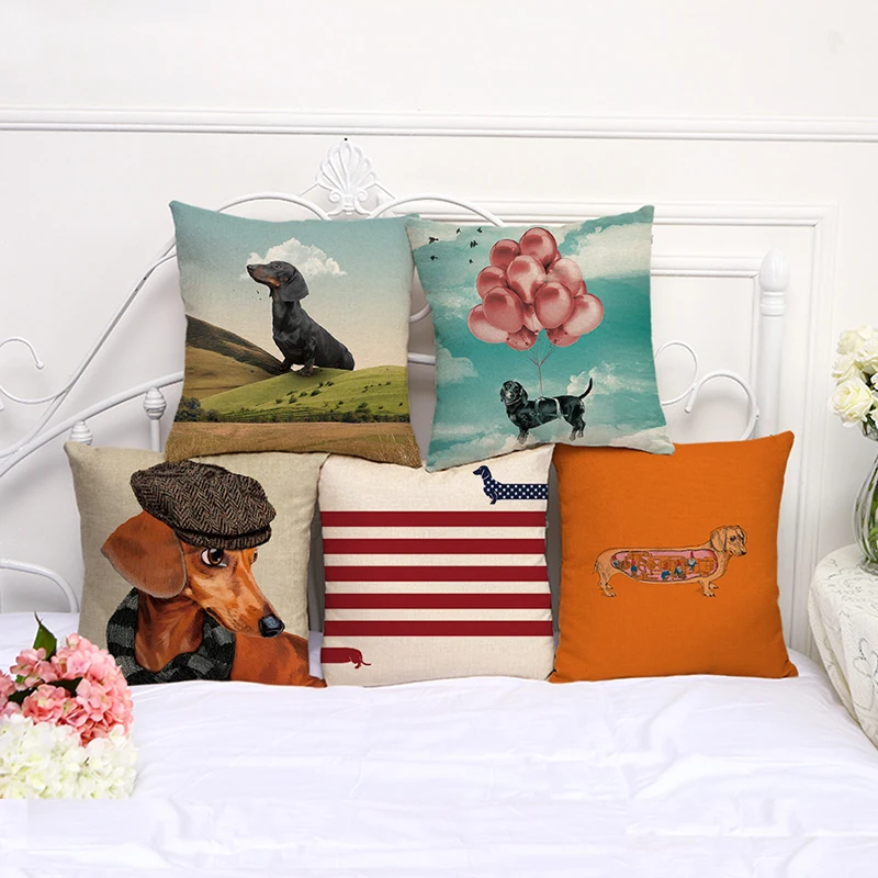 Пледы-подушки Чехлы 45x45cmdecorative подушки dogdog Наволочки хлопок лен для подушек День