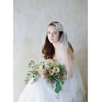 

Juliet Cap Wedding Veils Bridal Veils Appliques Beads Tulle Ivory White Veil for bride velos de novia 2019 Voile Mariage Courte