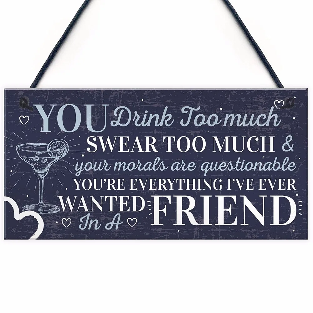 

Meijiafei Funny Best Friend Friendship Sign Drink Too Much Alcohol Gin Vodka Birthday Gift Plaque 10" X 5"