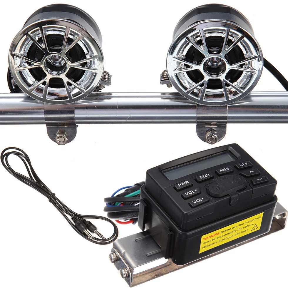 New Sound Audio Radio System Handle bar FM Stereo 2 Speakers For Motor
