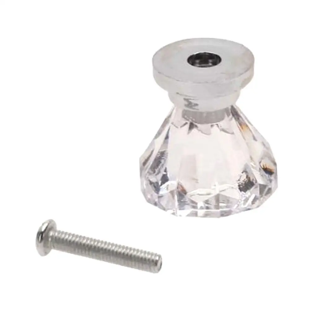 

30mm Diamond Shape Crystal Door Drawer Wardrobe screw Pull Handle Knob