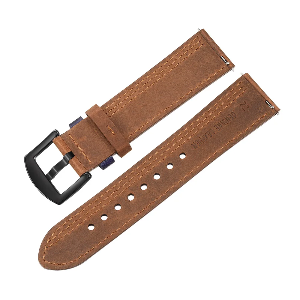 Двухцветный ремешок из натуральной кожи для Garmin Vivoactive3/Vivomove/Forerunner 645/Music Quick Release Watch Band